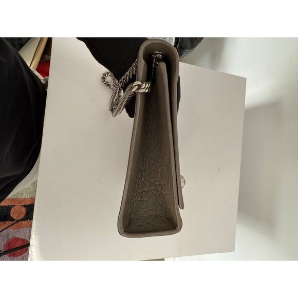 Yves Saint Laurent Kate Crocodile Embossed Leather Tassel Shoulder Bag Gray - Picture 3 of 9